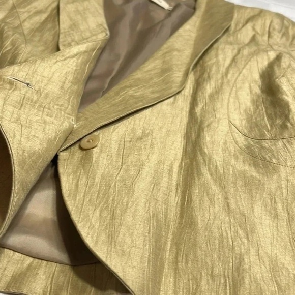 PAZ TORRAS LINEN CROPPED PEPLUM SHIMMERY GOLD COLOR BLAZER made in Milan? - Picture 5 of 17